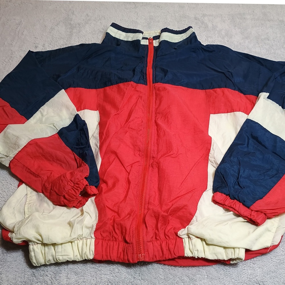 Pro Spirit Windbreaker Jacket Mens Large Red White Blue Colorblock Vintage 90s